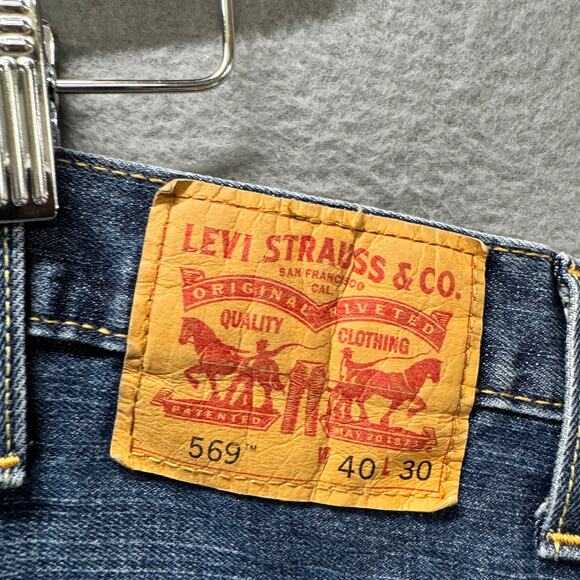 Levi's 569 Jeans Mens 40x30 (41x30 Actual) Loose Straight Blue Denim - Picture 4 of 9
